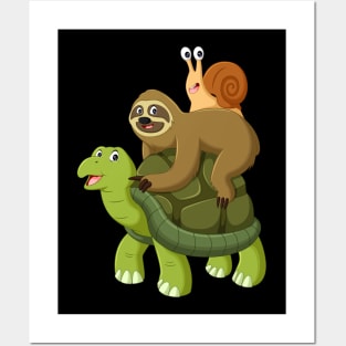 Turtle Sloth Snail Posters and Art